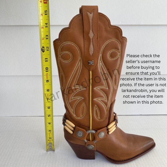 NEW Sam Edelman Jackie Western Boot Chestnut Leather 7.5 - Picture 13 of 16